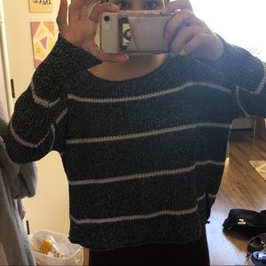 Hollister gray and white striped sweater